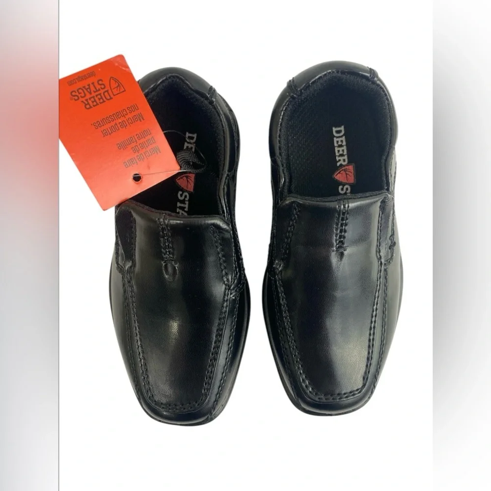 Deer Stags Wise Boys Black Dress Loafers Size 7 Toddler Slip On Formal Shoes